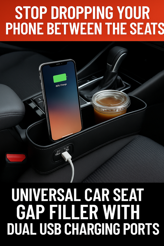 Universal car seat gap filler with dual usb charging ports